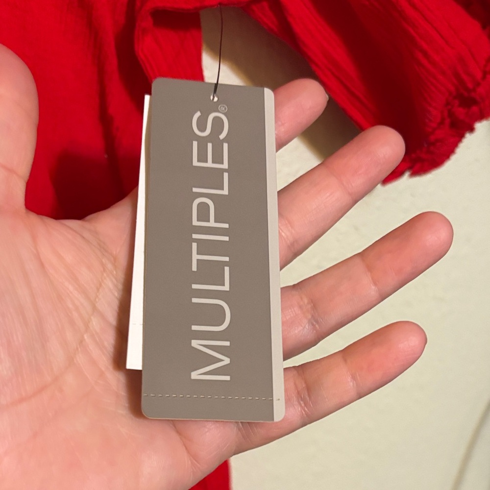 Multiples Red Blouse with Ruffle Trim - Picture 5 of 5